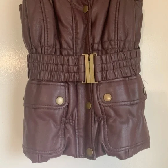 New‎ Look Maroon Bubble Vegan Leather Vest Size Small - Picture 3 of 5